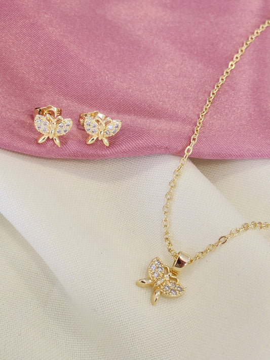 Set collar y aretes mariposa zirconia #K13 #K12