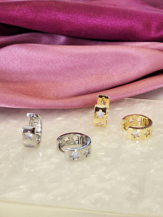 Arracadas lisas con estrellas #G7
