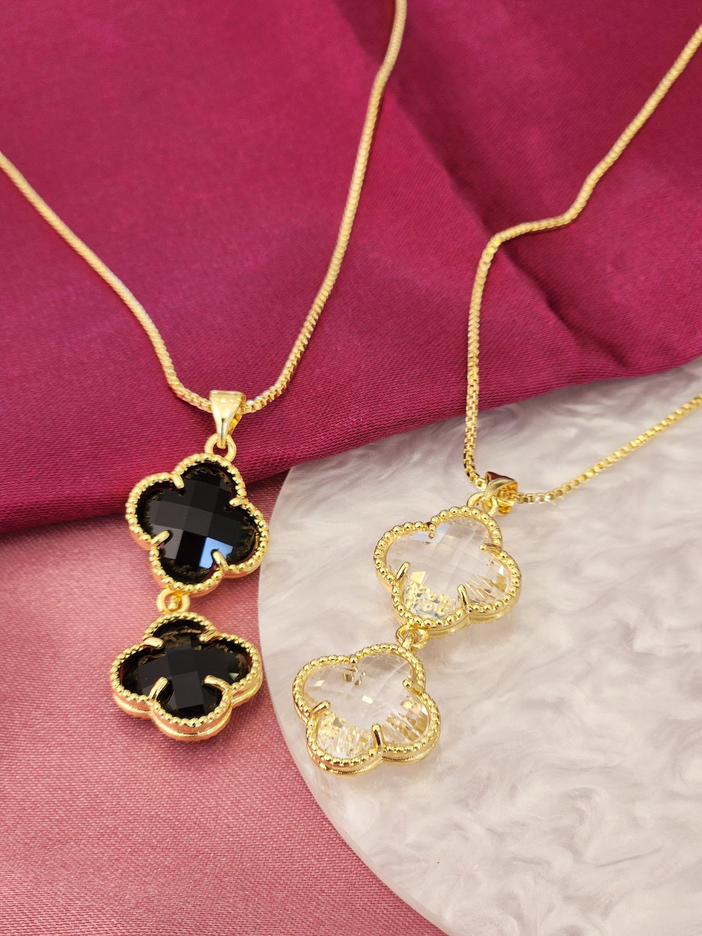 Collar trebol doble #H11