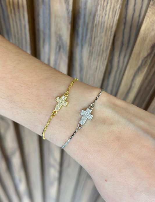 Pulsera cruz zirconia #R