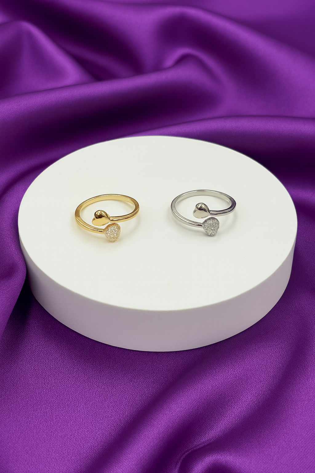 Anillo doble corazon abertura zirconia #G11