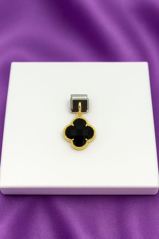 Charm trebol negro grande colgante #14