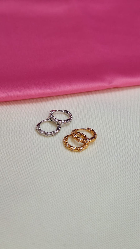 Aretes torsal zirconia dorado/plateado #185F