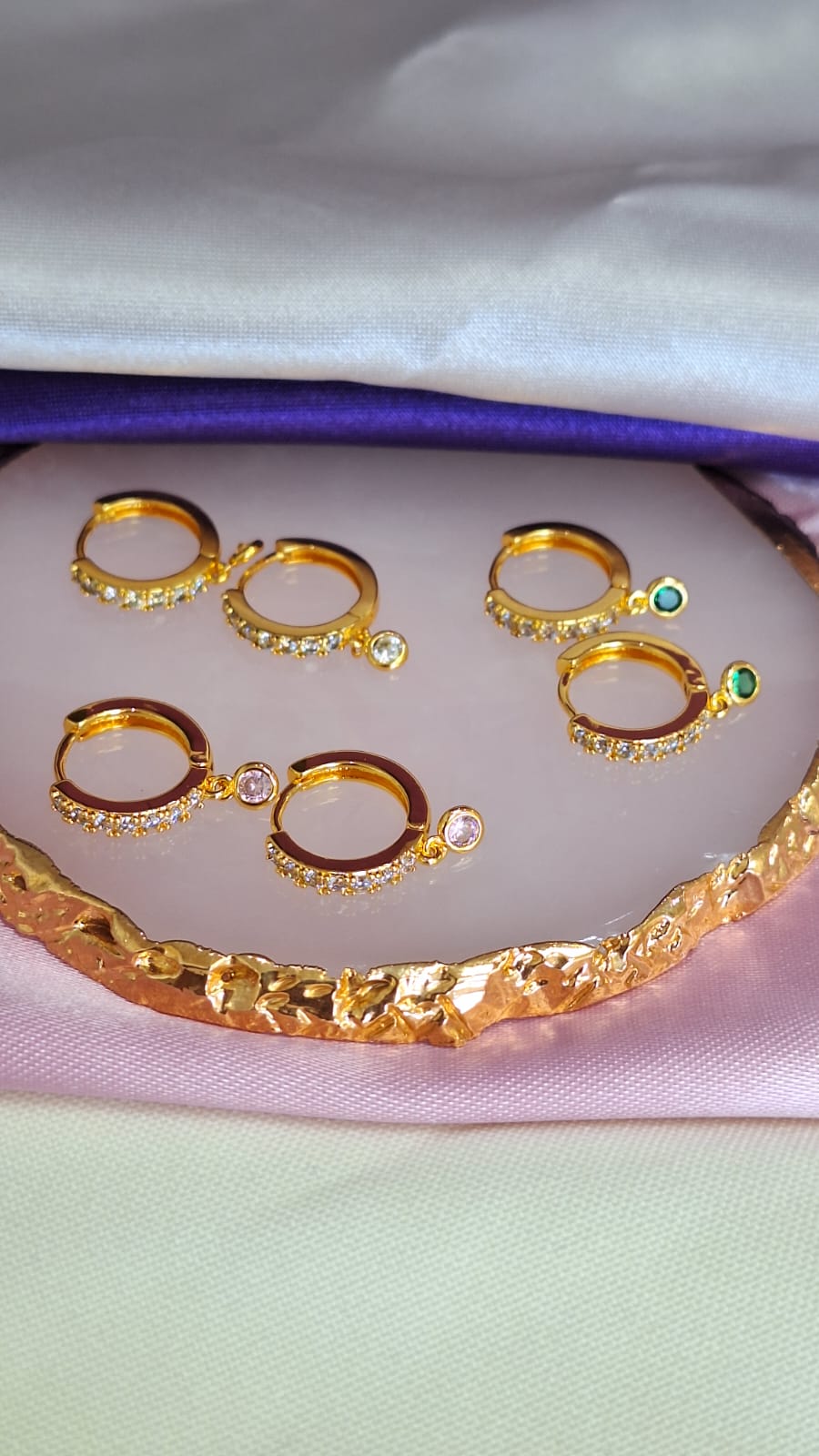 Aretes zirconia circulo colgante #83D