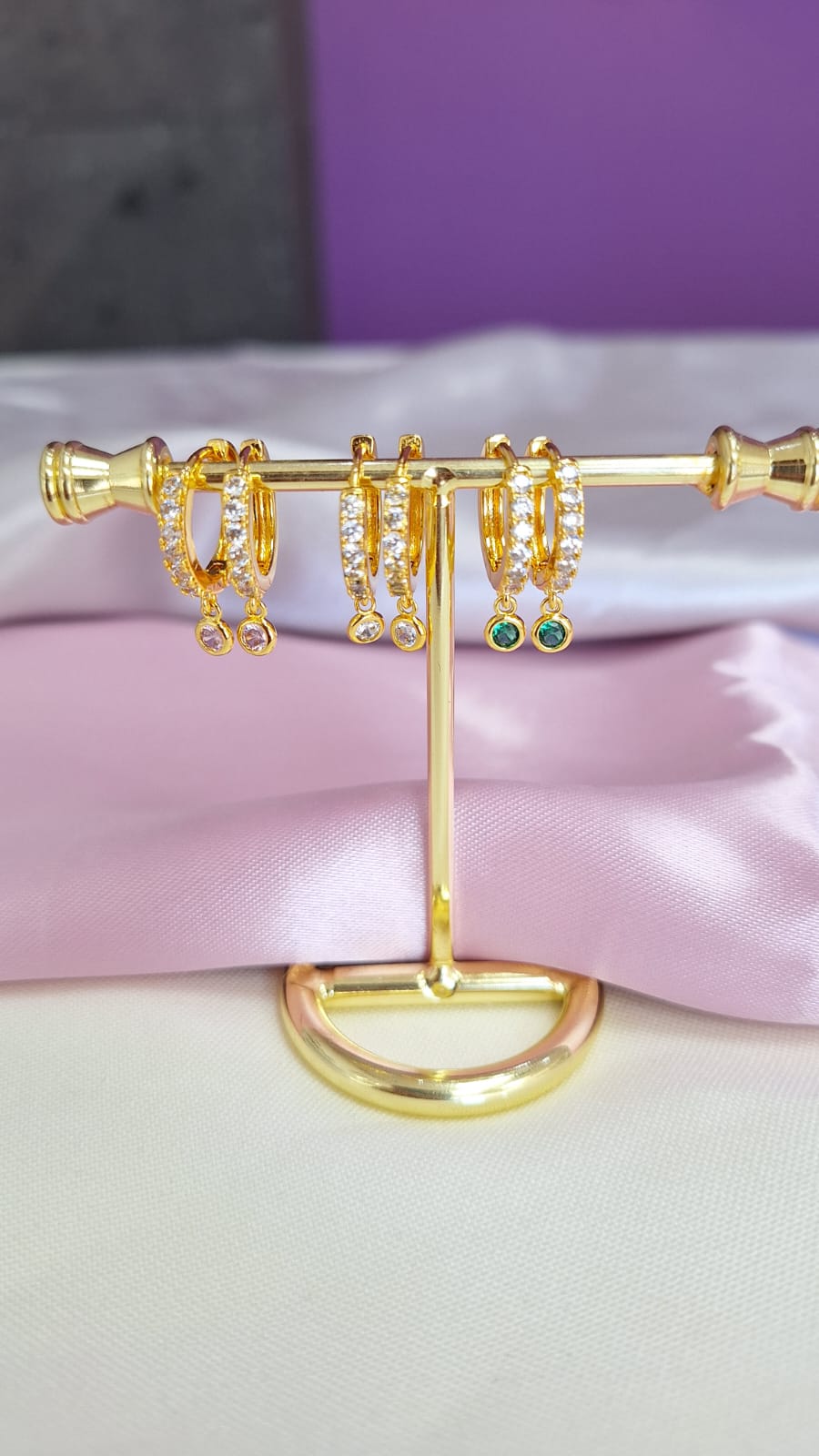 Aretes zirconia circulo colgante #83D