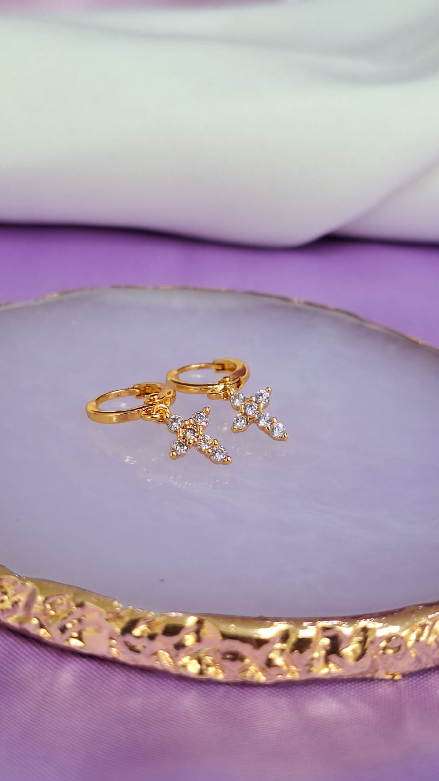 Aretes cruz zirconia colgantes #83E