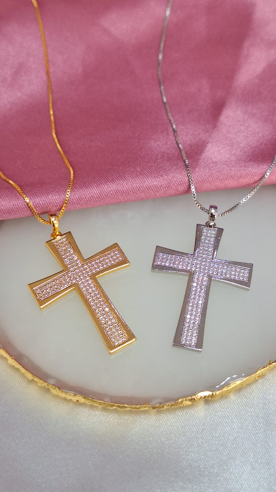 Collar Cruz gruesa zirconia #D