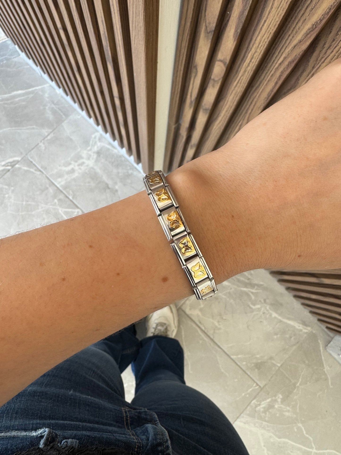 Pulsera italiana plateada mariposas #A18 A19