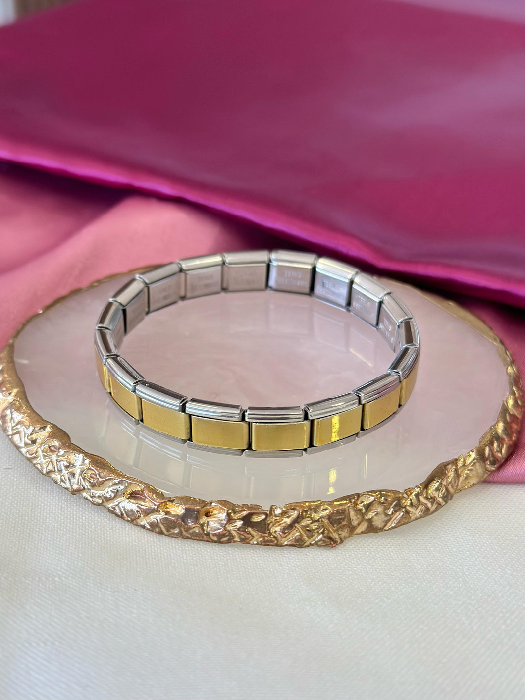 Pulsera italiana bicolor dorada #E10 #C213
