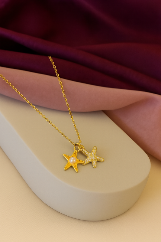Collar estrellas de mar con perla #C101