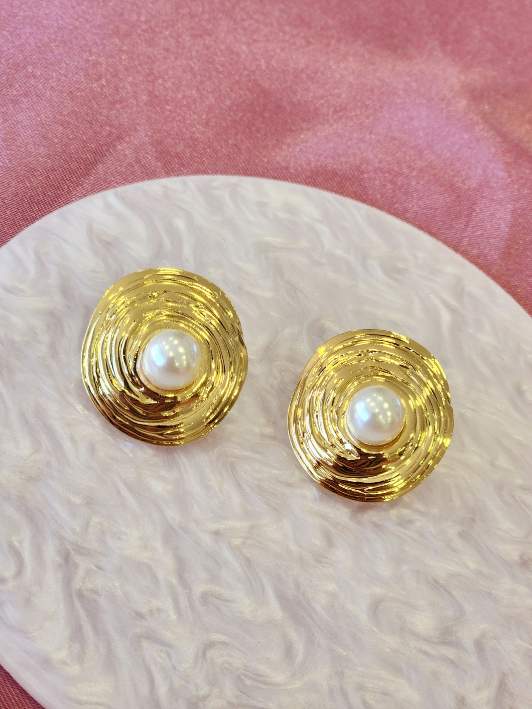 Aretes espiral perla centro #A1