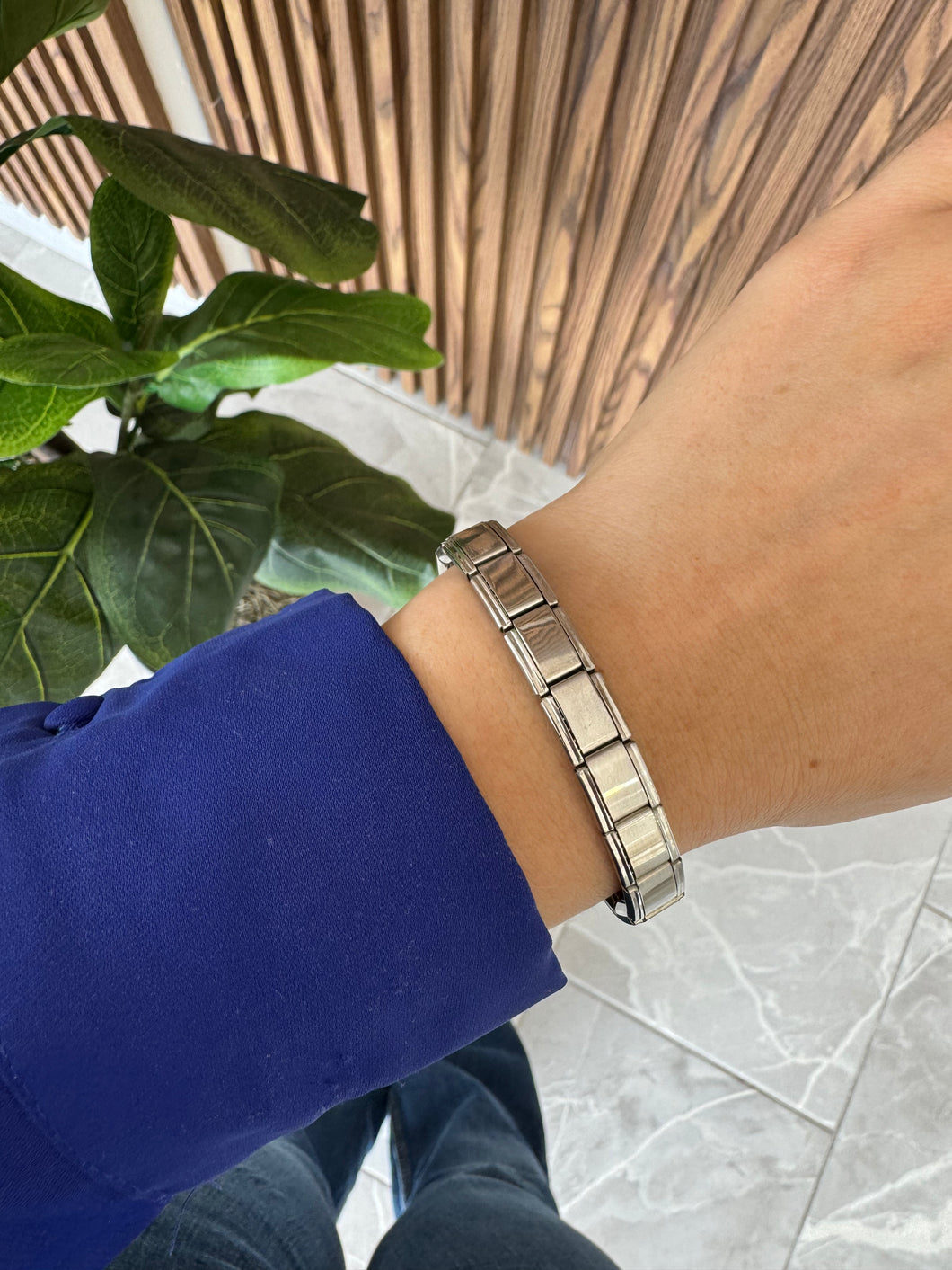 Pulsera plateada italiana