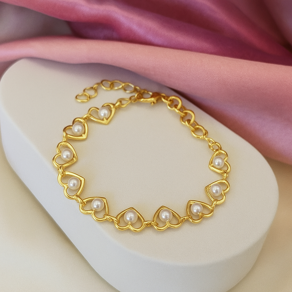 Pulsera corazones perlas #43