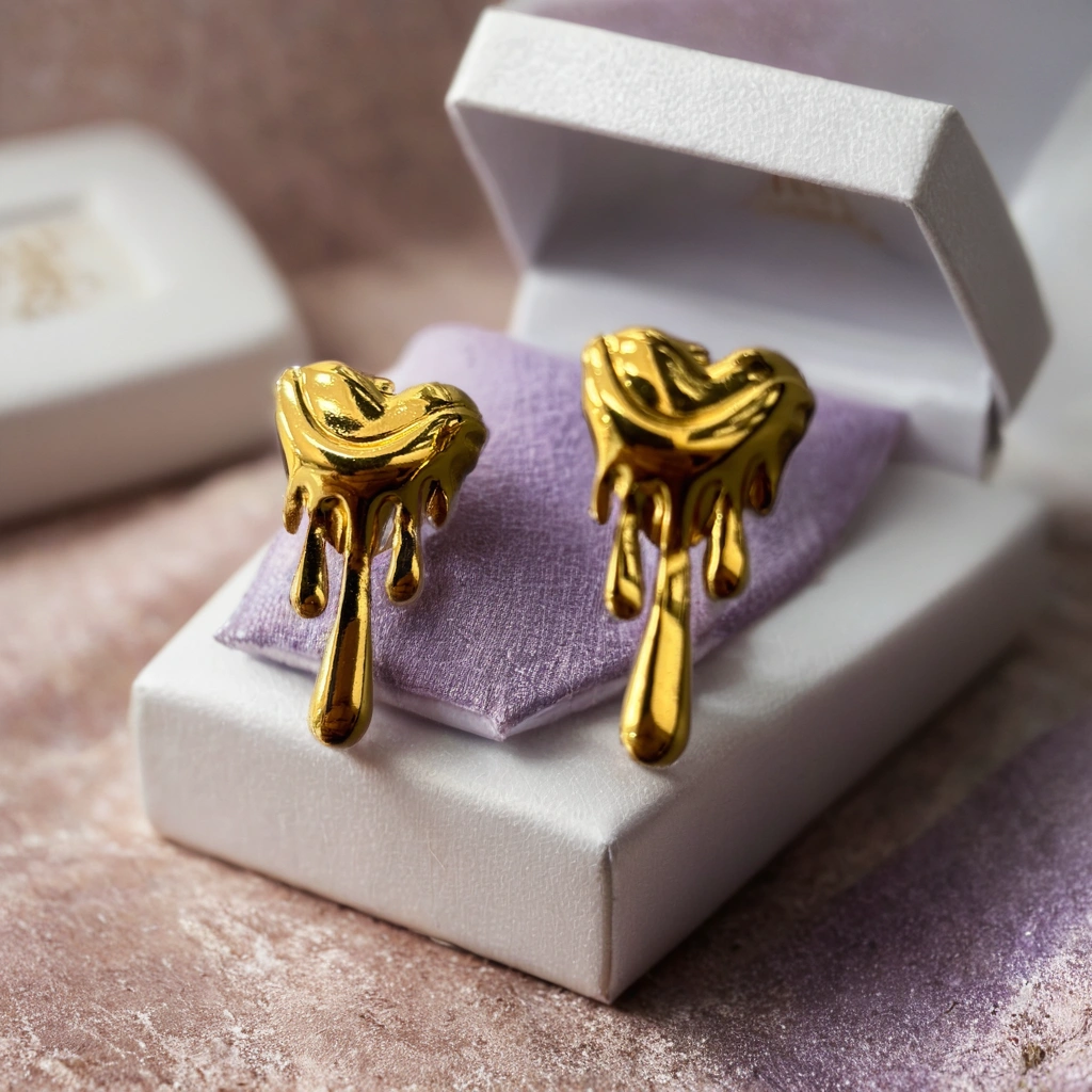 Aretes corazon derretido #E26
