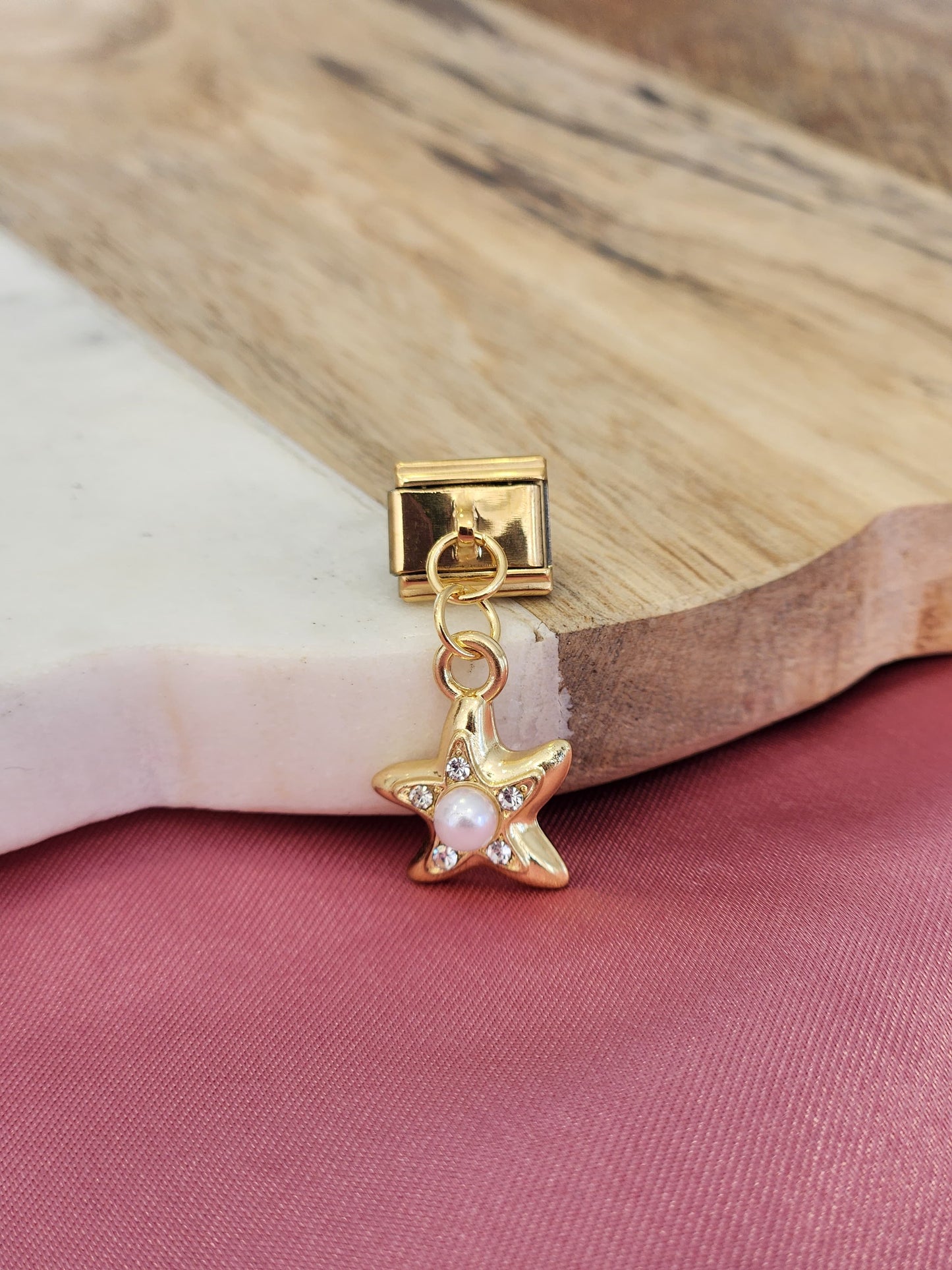 Charm estrella mar perla zirconia#14