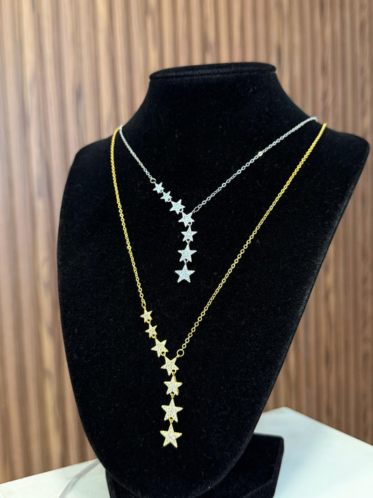 Collar estrellas zirconia colgante #K4 K5