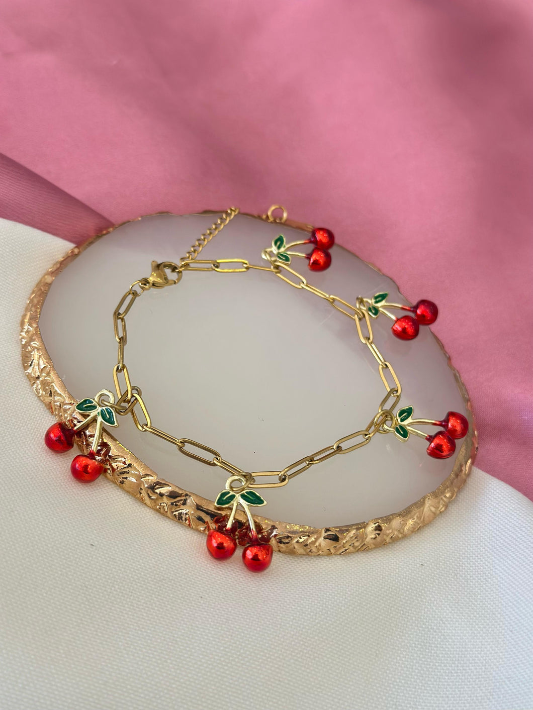 Pulsera cerezas eslabones delgados #A24.2