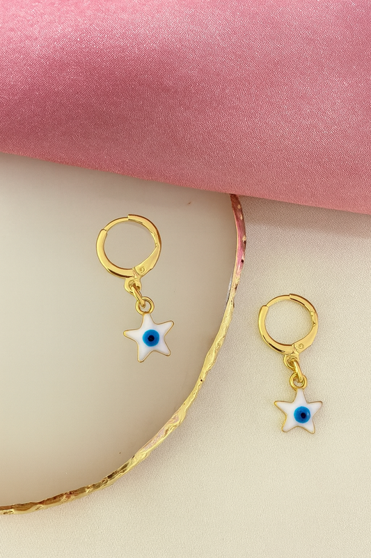Aretes estrella ojo blanco #JJ