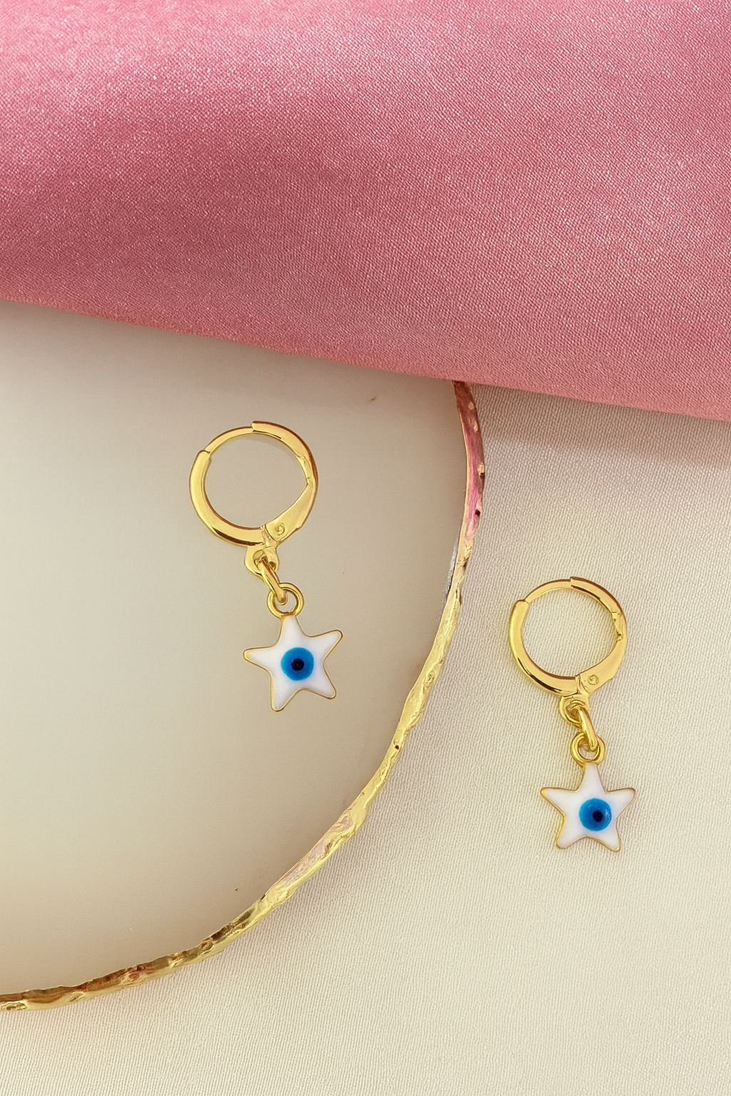 Aretes estrella ojo blanco #JJ4