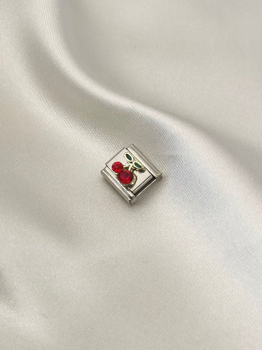 cereza zirconia plata charm #8
