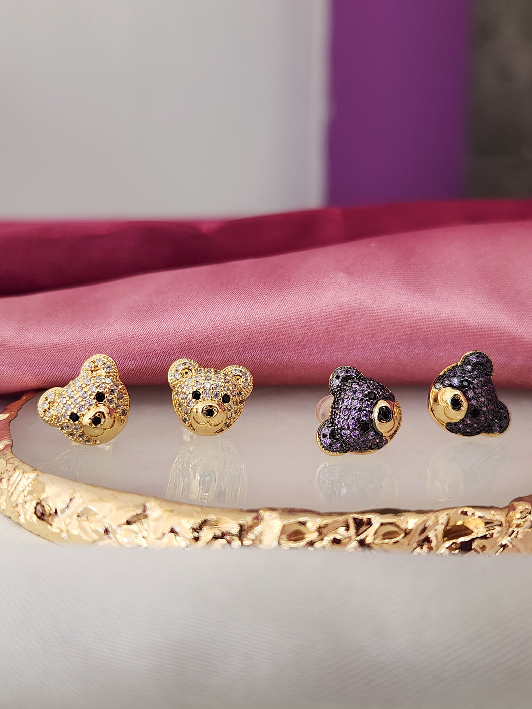 Aretes oso zirconia #C101