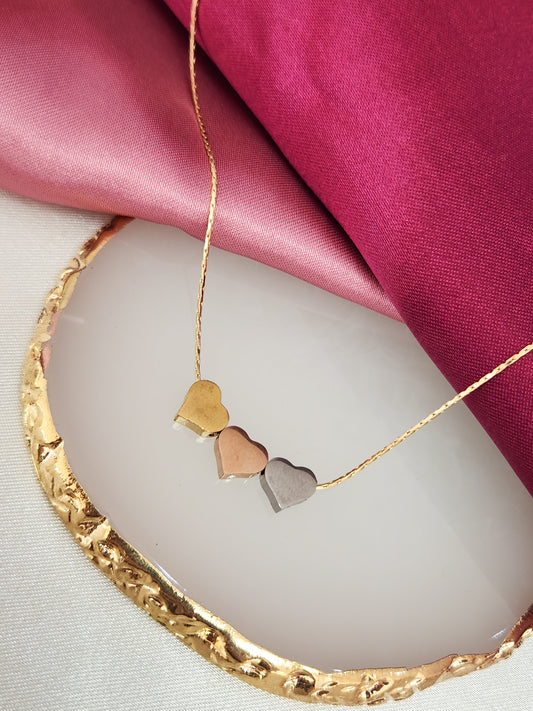 Collar chapa triple corazon 3 colores