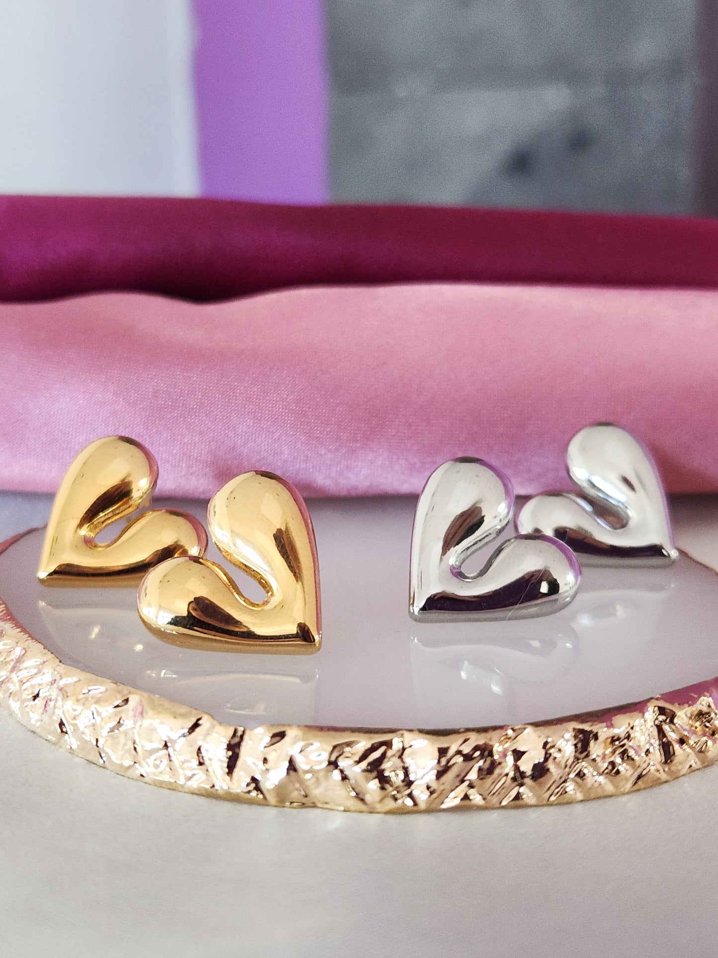Aretes corazon solidos