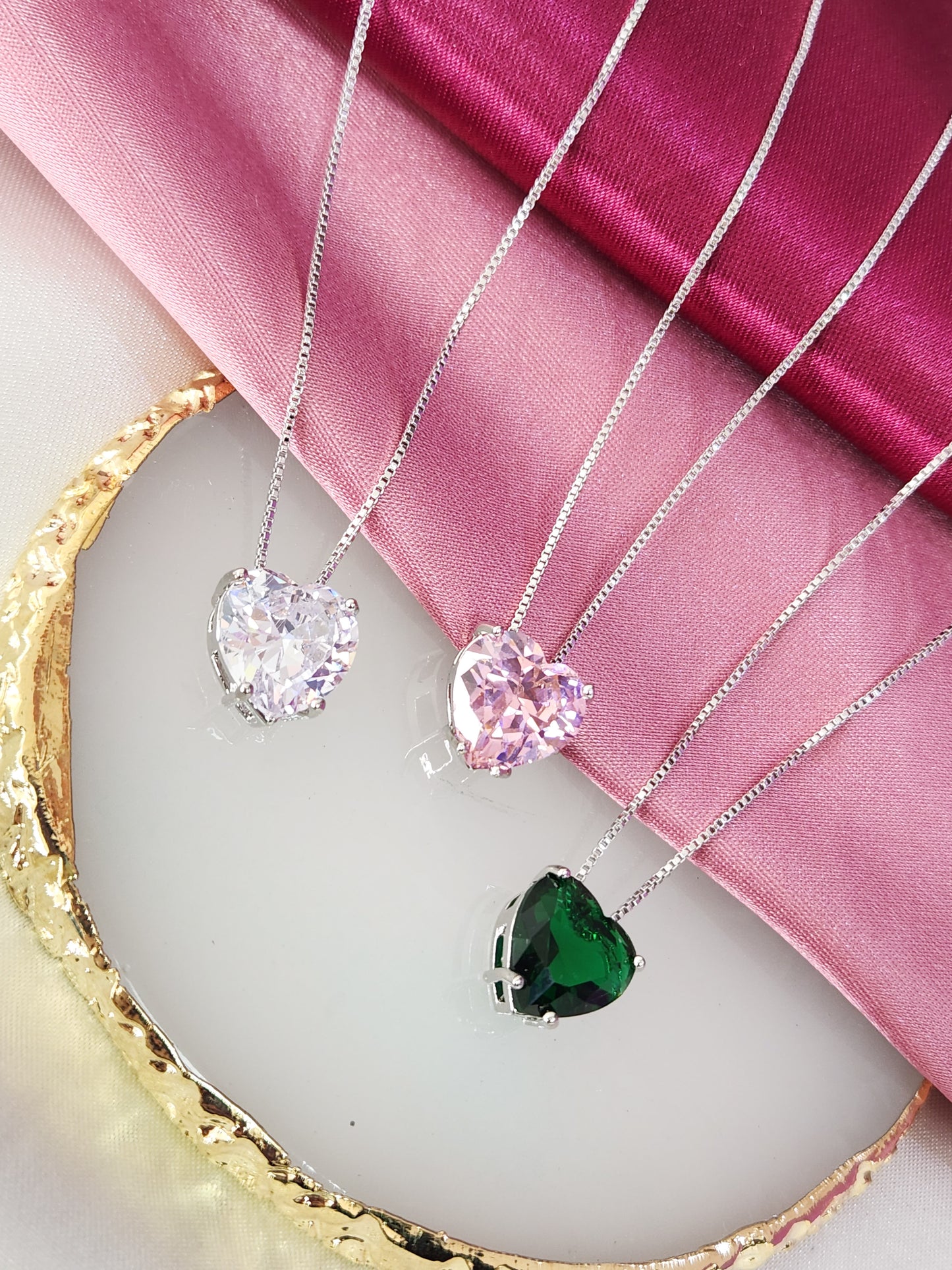 Collar corazon swarovski plateado #UU