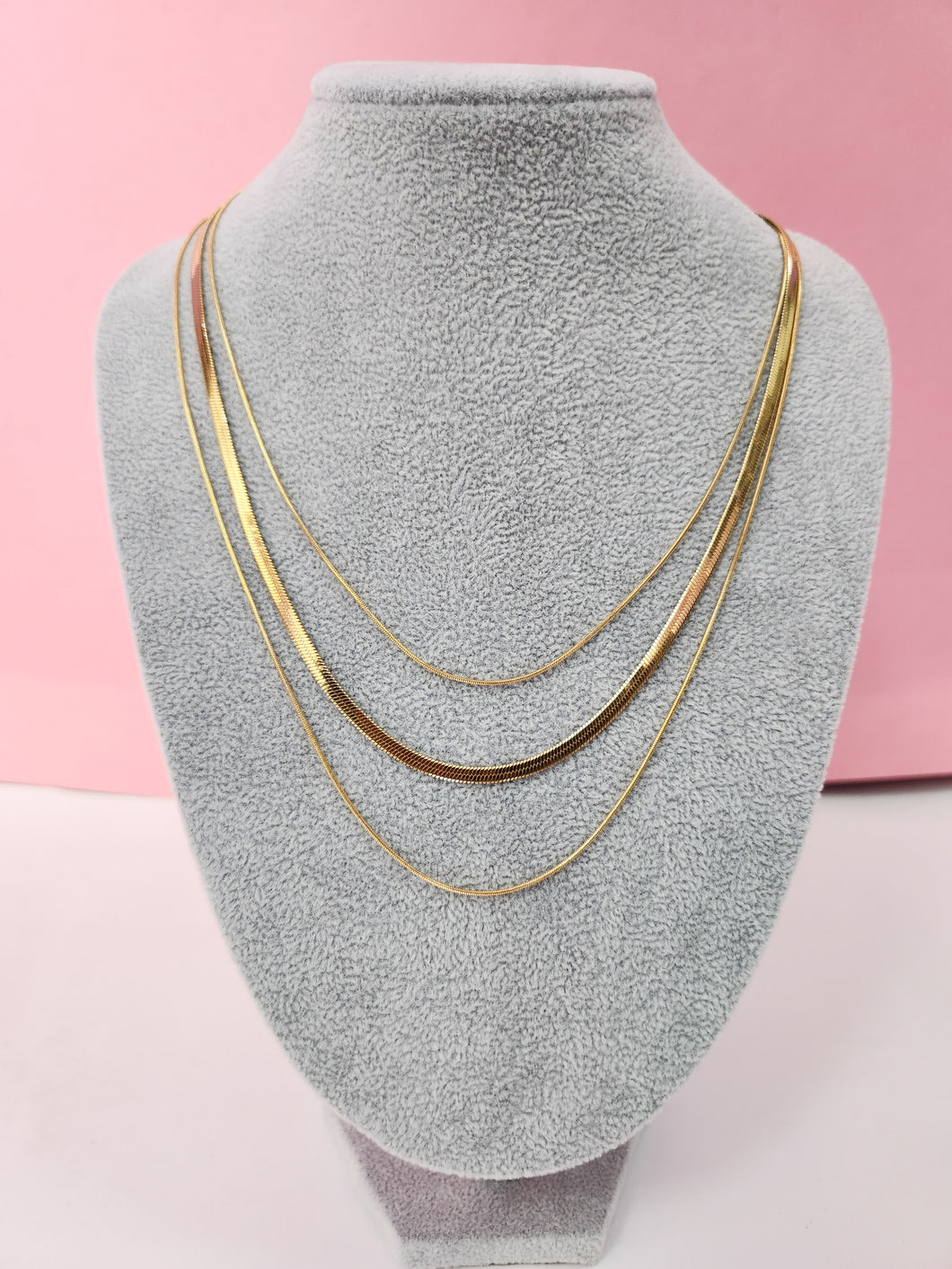 Collar triple cadena plana#48