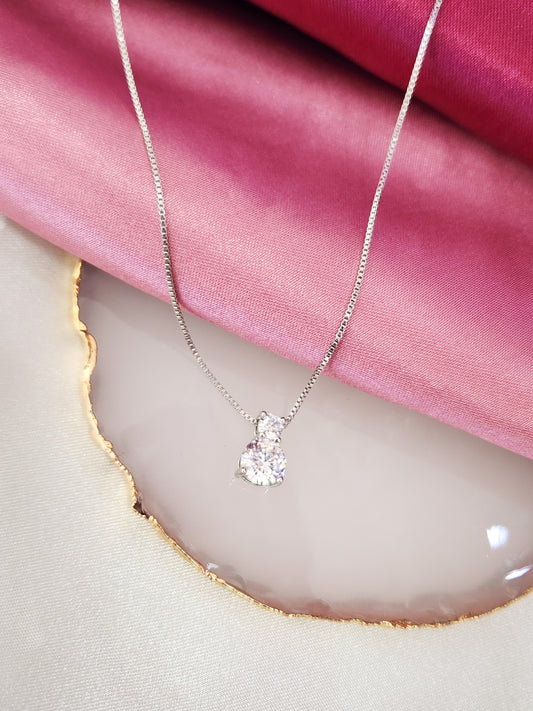 Collar zirconia doble circulo plateado #B4.13