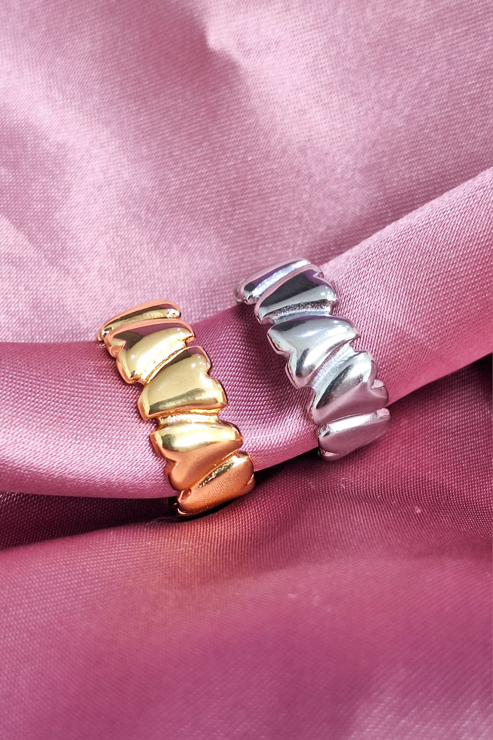 Anillo corazones seguidos invertidos alargados #231