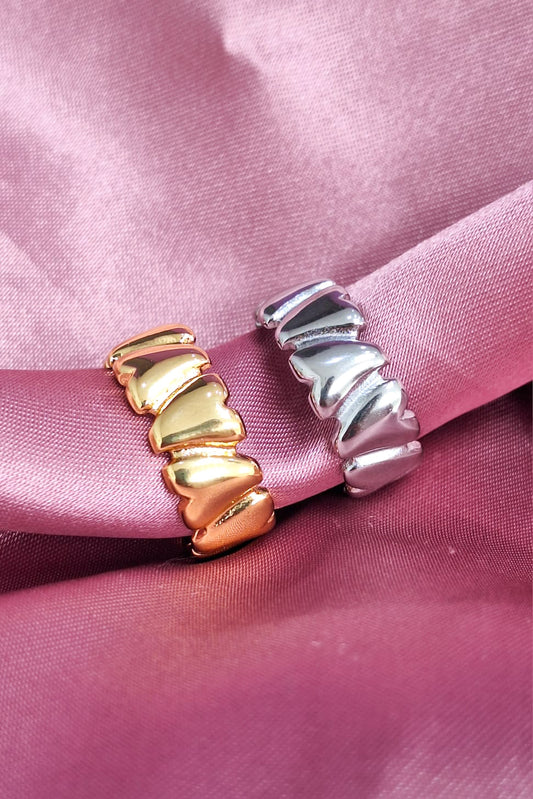 Anillo corazones seguidos invertidos alargados #231