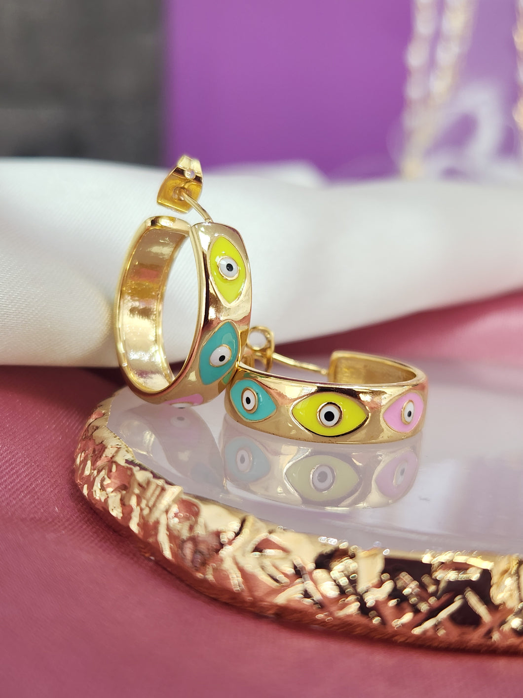 Aretes #125 arracadas ojos colores