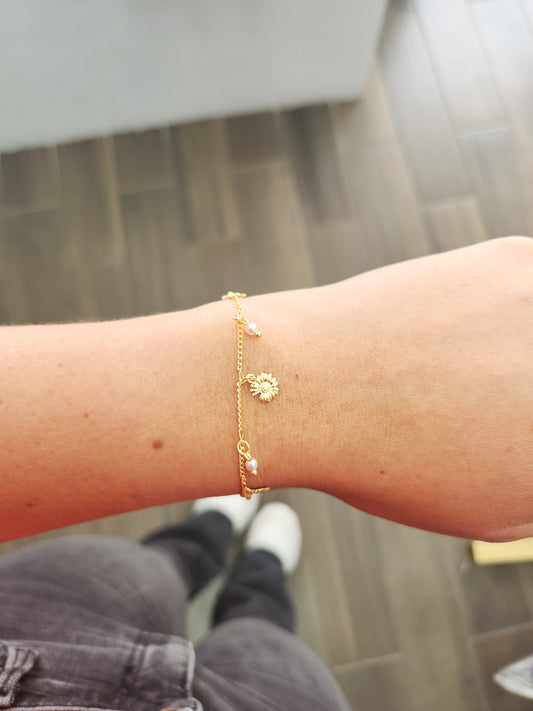 Pulsera flor con perlas #M11