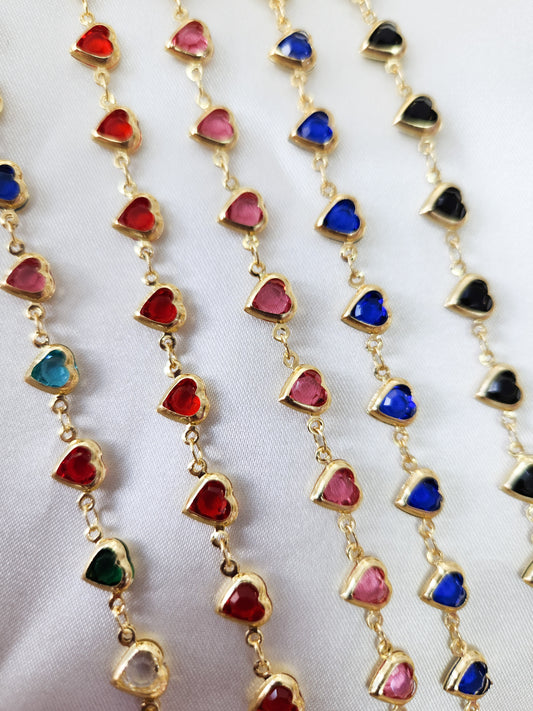 Tobillera corazones colores #M6.1
