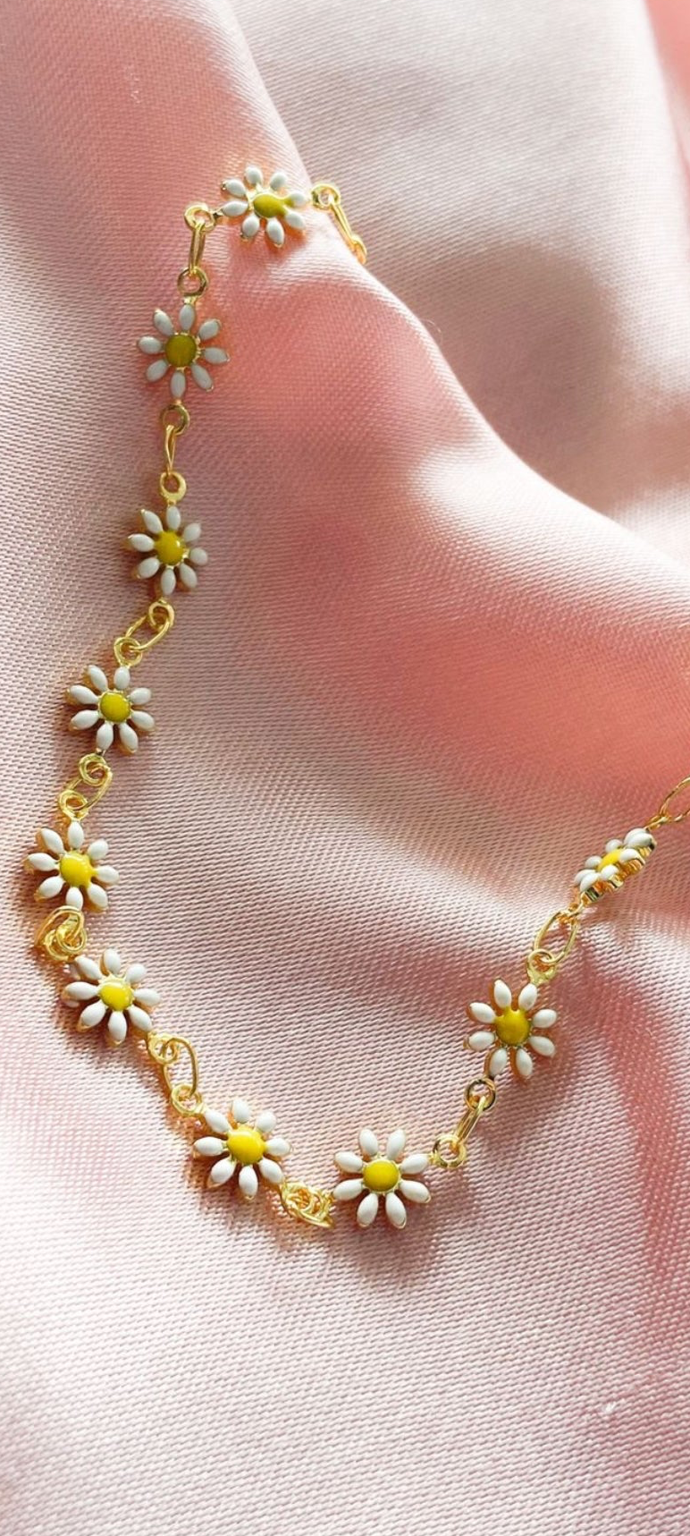 Tobillera margaritas blancas chicas #M9