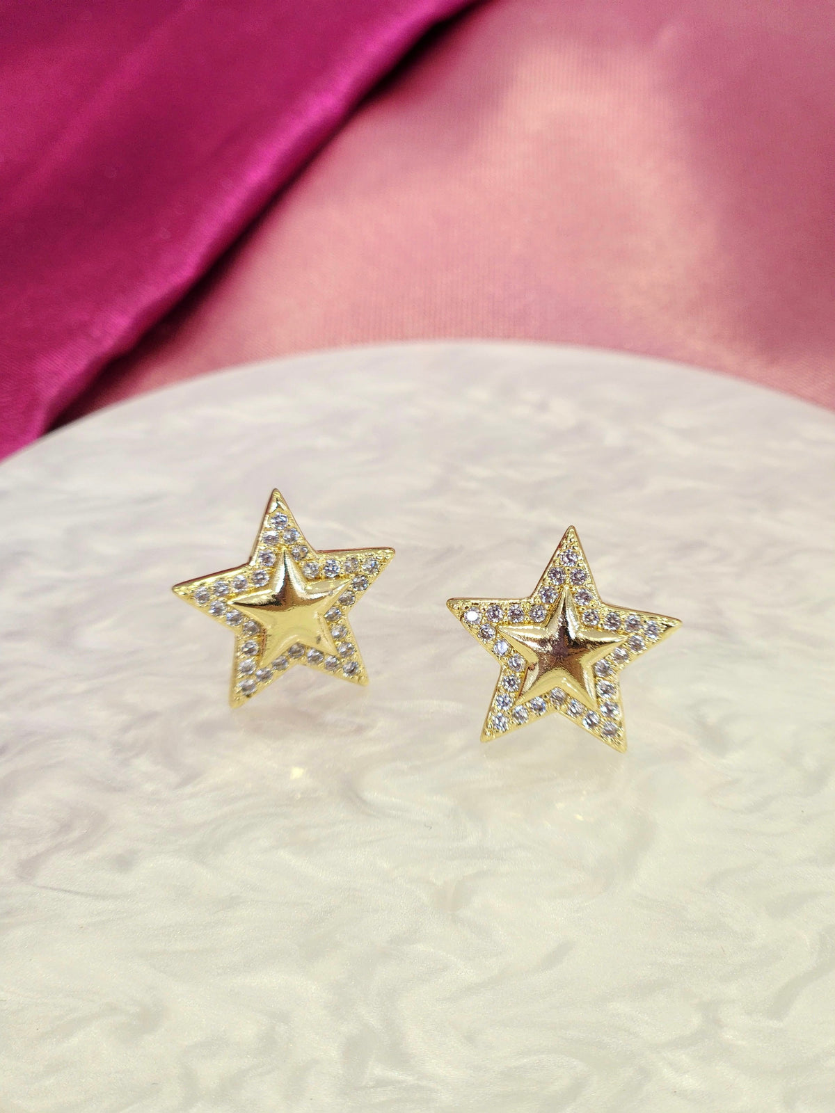 Aretes estrella zirconia contorno #J30