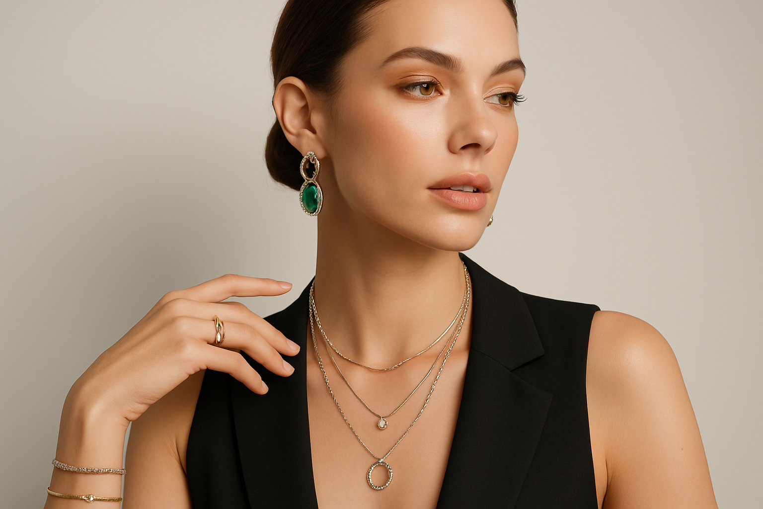 new jewelry products with a model