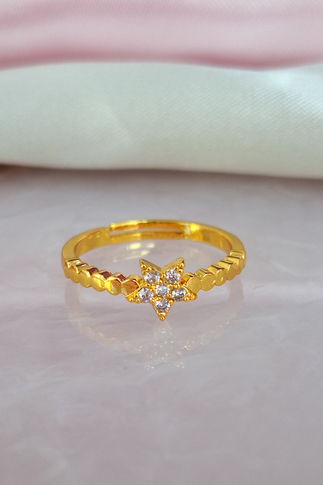 Anillo bolitas estrella zirconia #81