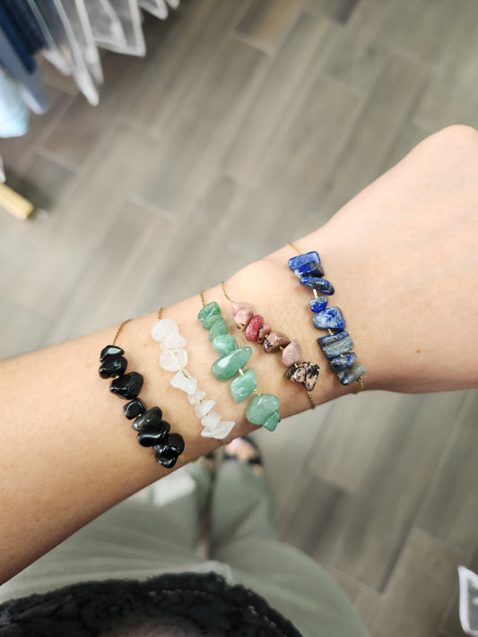 pulsera piedras colores chapa