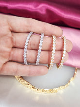 Cargar imagen en el visor de la galería, Aretes 4cm zirconia dorado / plateado #C98
