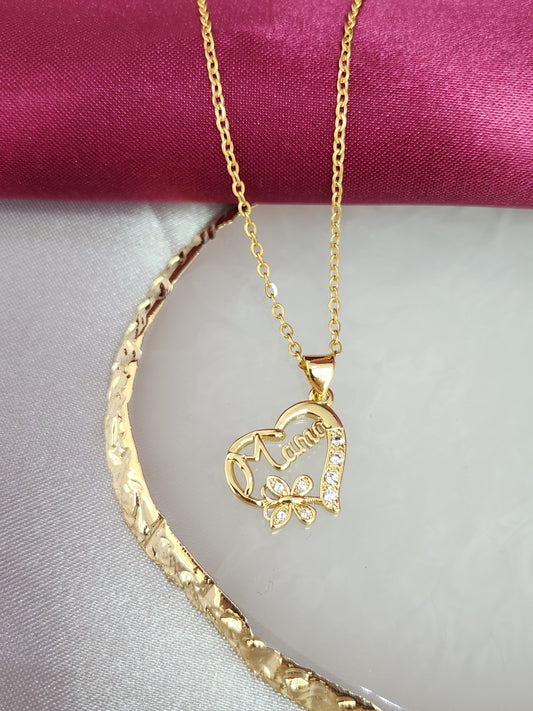 Collar mama zirconia con mariposa #K39