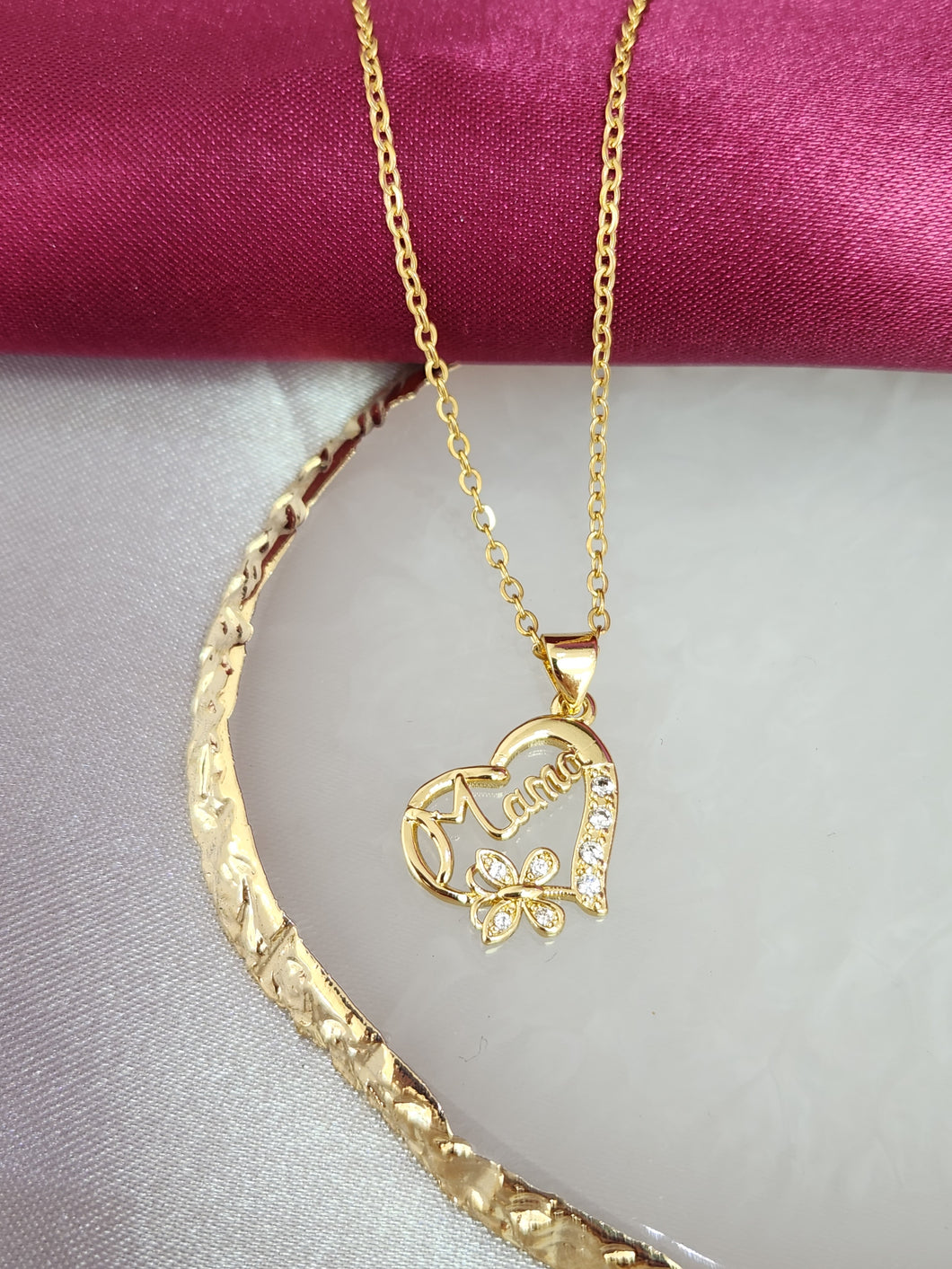 Collar mama zirconia con mariposa #4 0