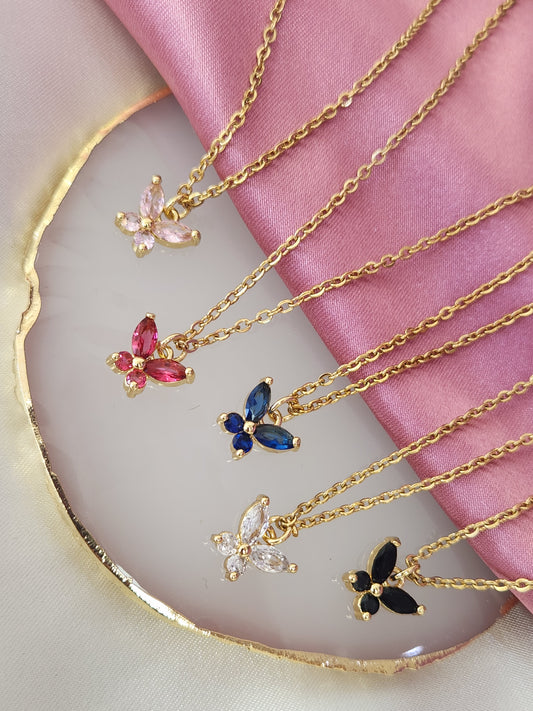 Collar mariposa zirconia #F