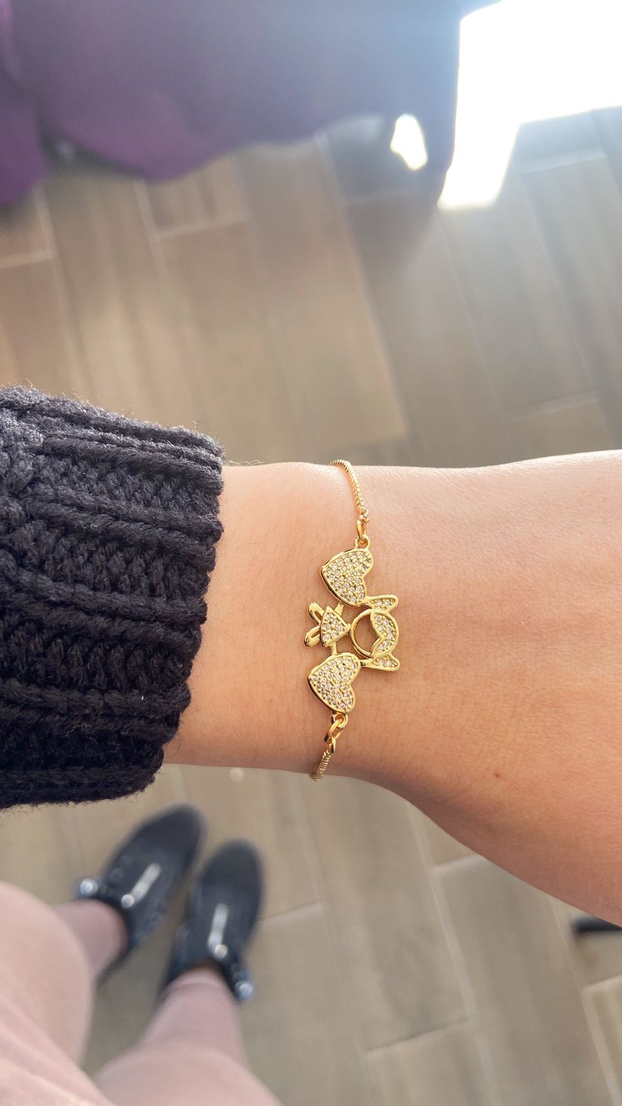Pulsera niña corazones zirconia #AA7