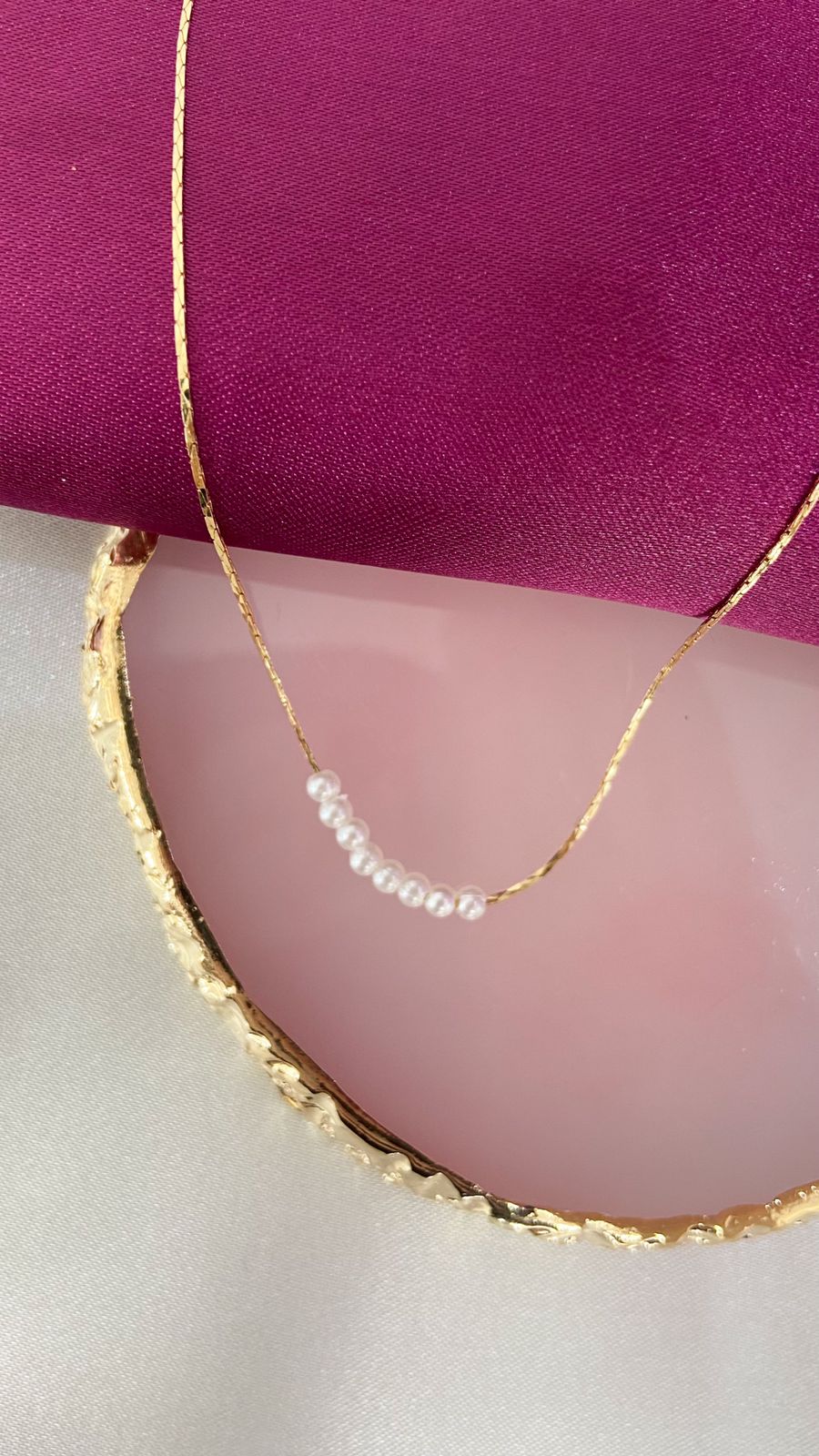 Collar chapa con perlas mini