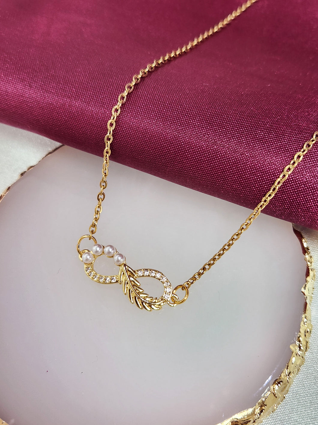 Collar infinito perlas zirconia #KK4