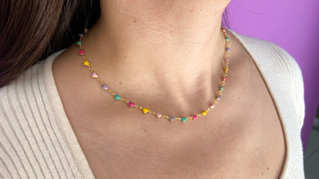 Choker corazones colores pastel #G9