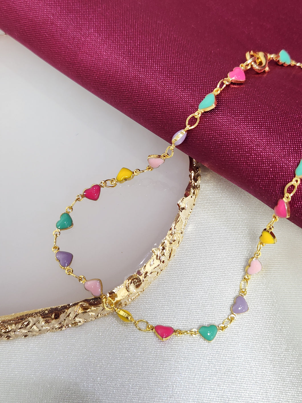 Pulsera corazones colores pastel