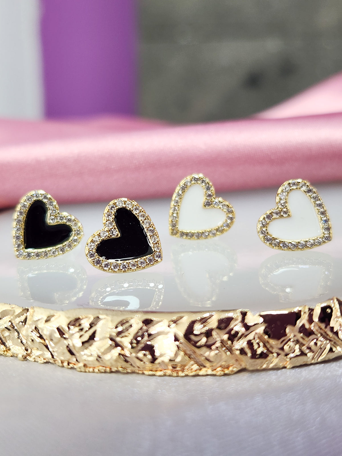 Aretes corazon zirconia #C113